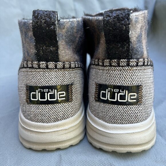 HEY DUDE Women's Britt Leo Nut Leopard Denny Print Faux Fur Shoes Size 10.5/11 - Picture 4 of 9